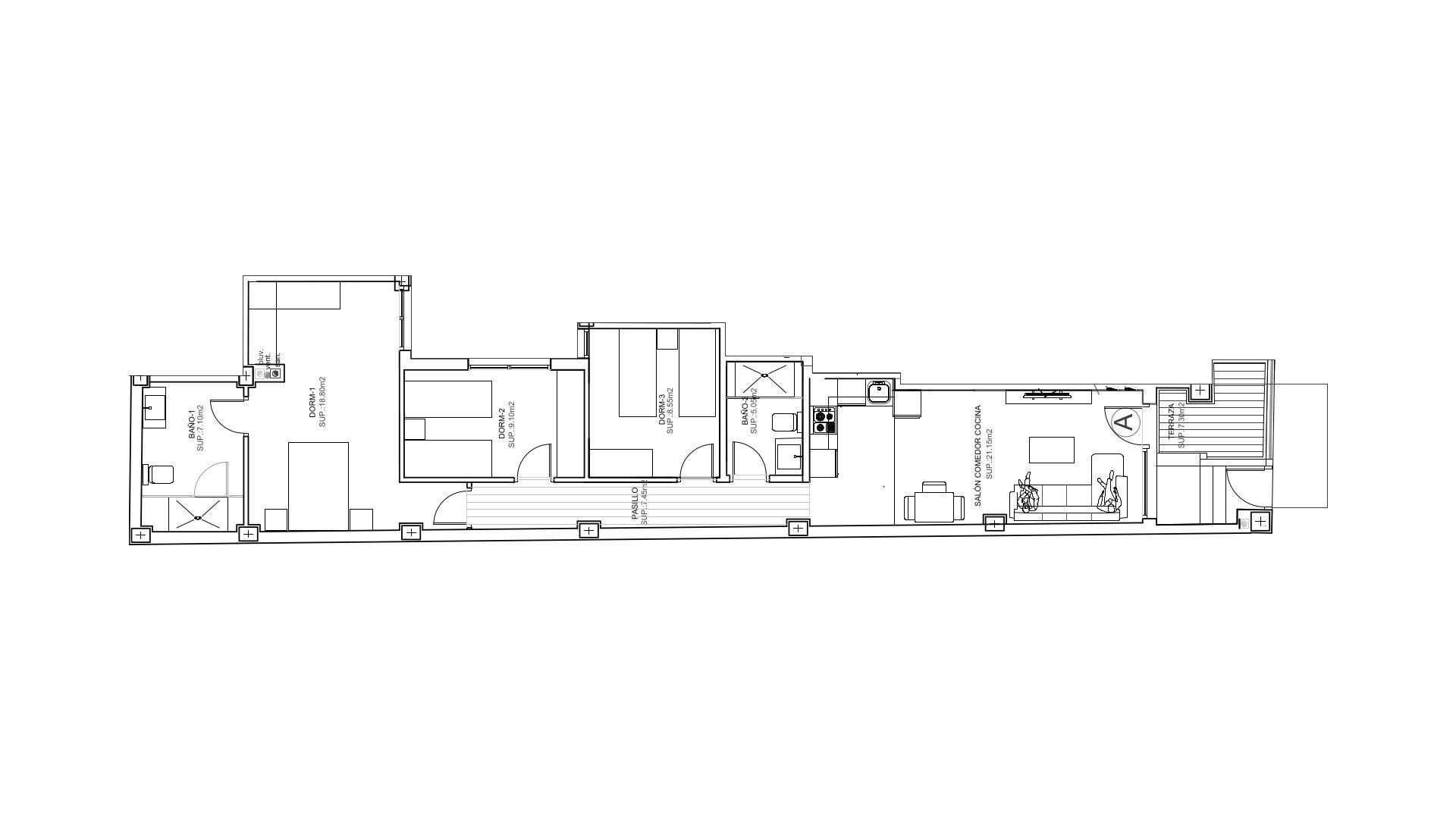 Apartment floor plan, 2 bedrooms in INTERCOSTA SUNRISE No. 3